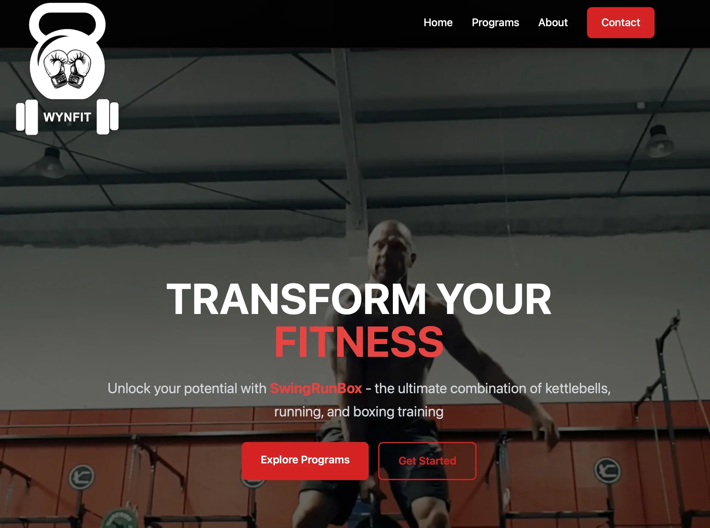 WynFit SwingRunBox fitness website homepage